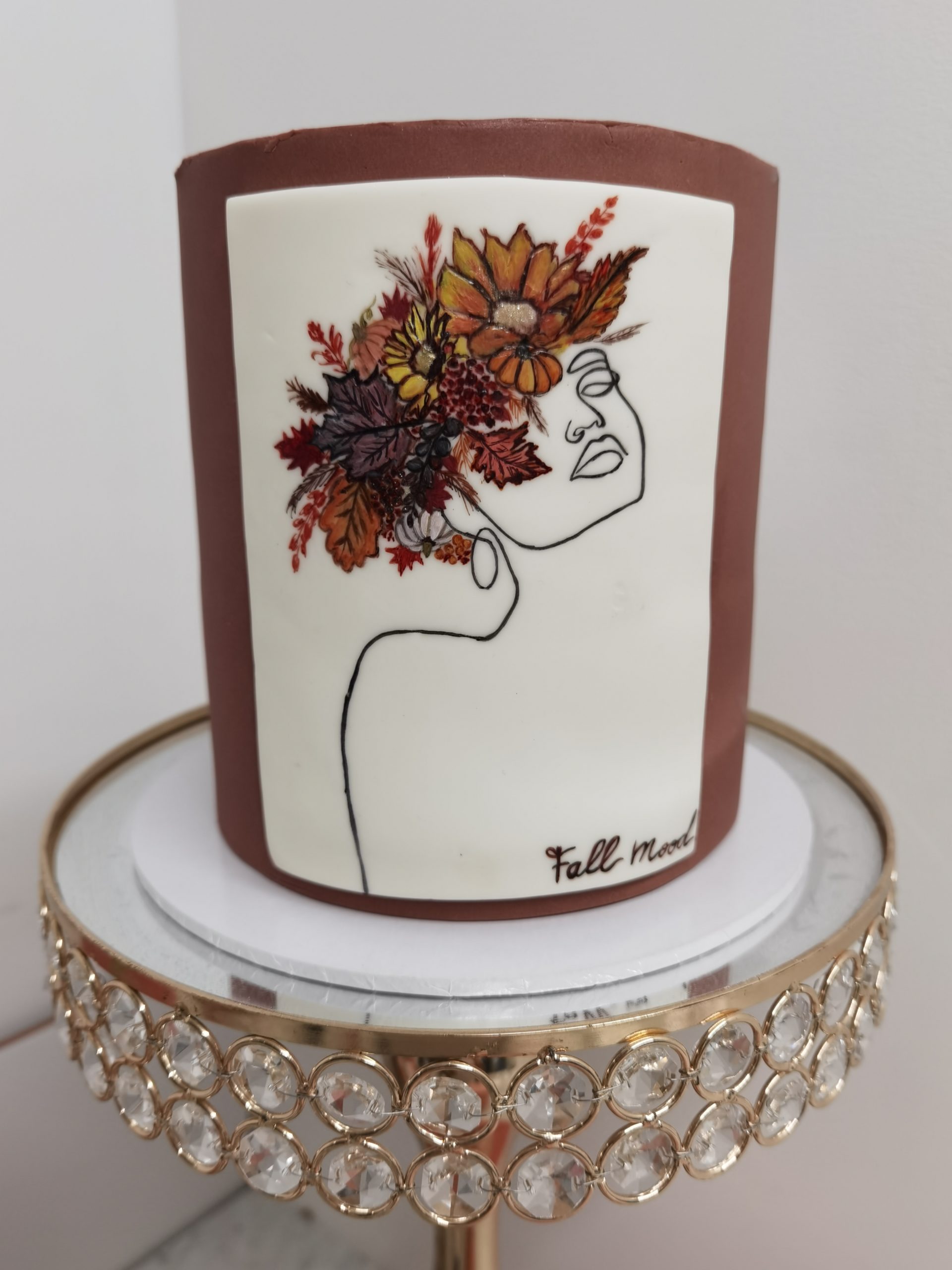 fall line art cake design